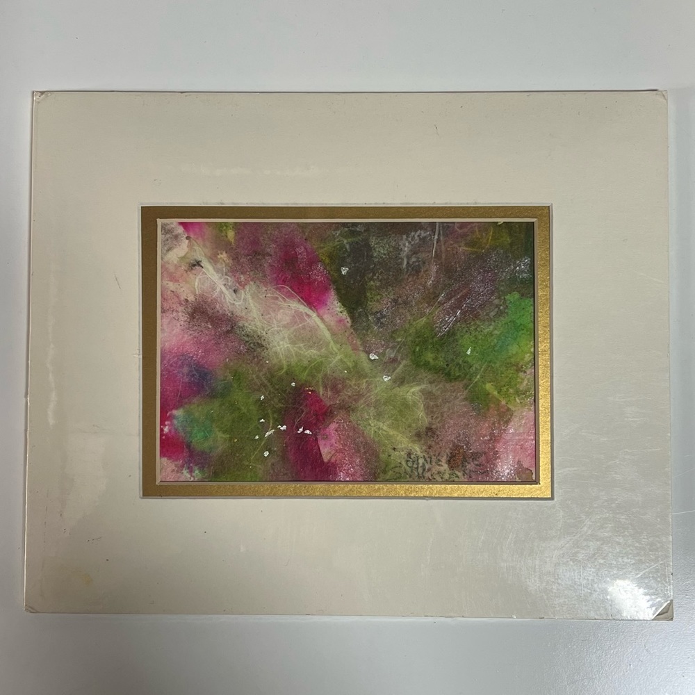 Vintage 80s 90s original artwork. mixed media abstract watercolor painting